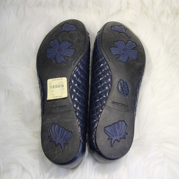 Born B73434 VBED14 Ballet Flat Womens Sz 10 EU 42 Navy Quilted Cap Toe Leather - Picture 9 of 15